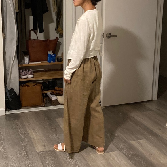 OZMA of California Petra pant linen grass drawstring paper bag waist size small - Picture 6 of 6